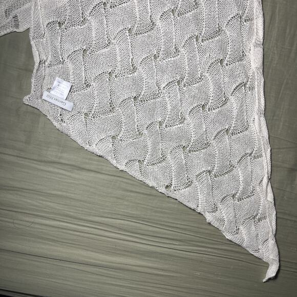 Garnet Hill Alpaca Blend Scarf Open Knit White Tencel 15" x 88" Made in Peru - Picture 3 of 5